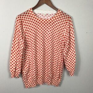 J.crew jcrew apple print lightweight cotton sweater 3/4 sleeves crewneck size xl